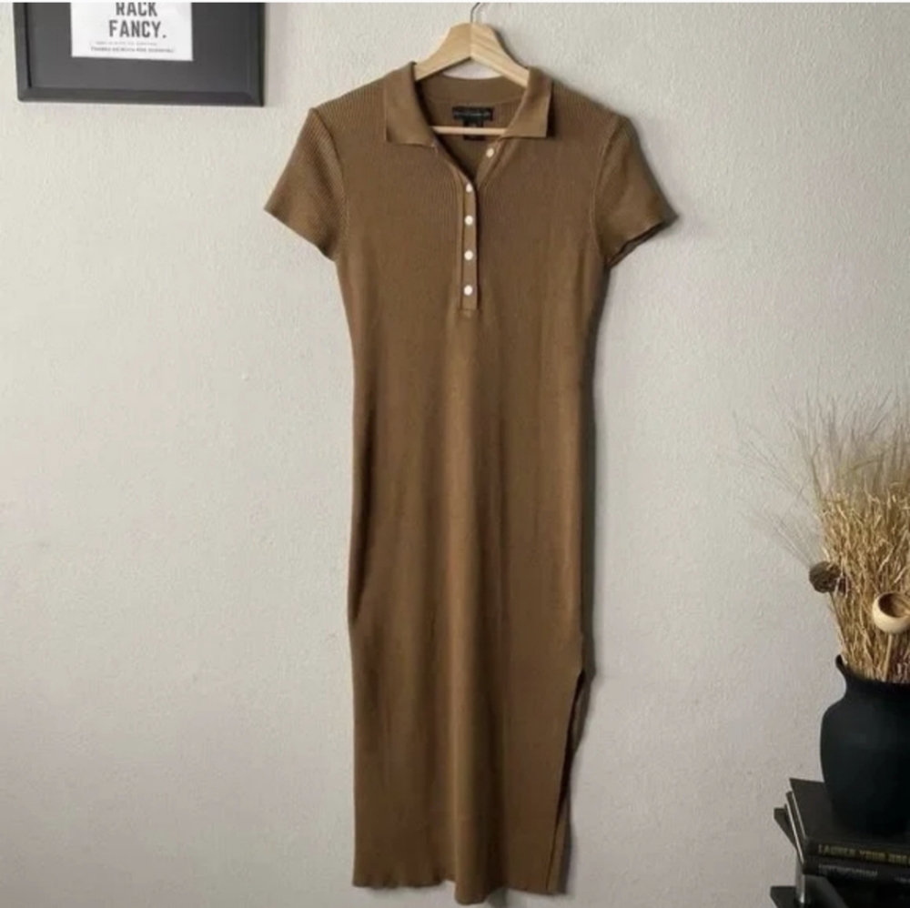 House of Harlow 1960 Camel Brown Ribbed Knit Dress